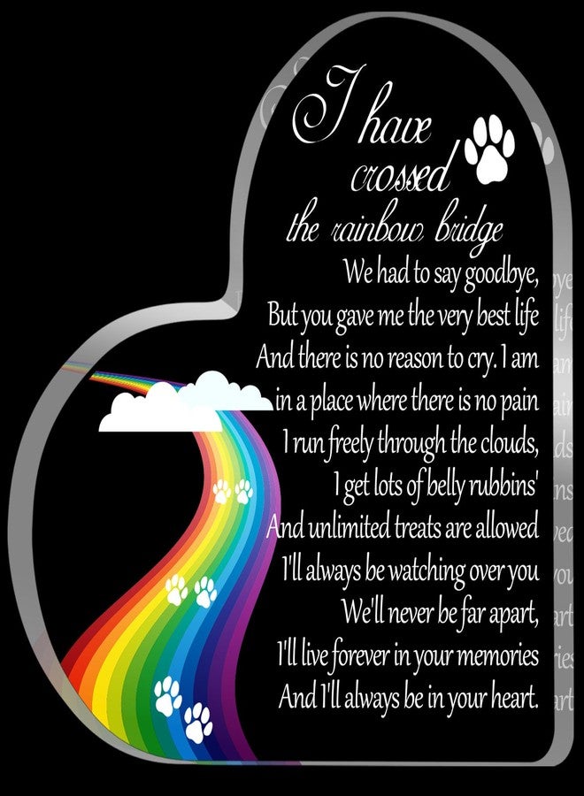Toerifer Pet Memorial Gifts, Sympathy Gift for Loss of Dog Cat, Pet Memorial Acrylic Rainbow Bridge Decorations Condolences Gifts for Pet Loss Remembrance Keepsake - Image 1